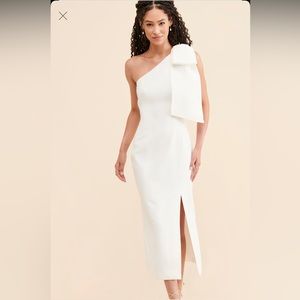 White bow midi bride dress